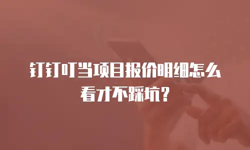钉钉叮当项目报价明细怎么看才不踩坑？