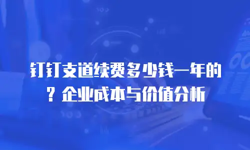 钉钉支道续费多少钱一年的？企业成本与价值分析