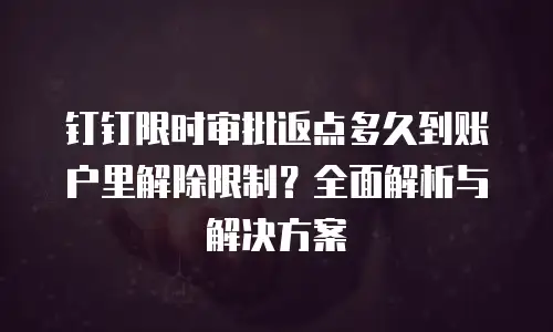 钉钉限时审批返点多久到账户里解除限制？全面解析与解决方案