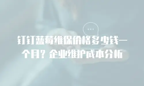 钉钉蓝莓维保价格多少钱一个月？企业维护成本分析