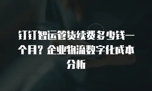 钉钉智运管货续费多少钱一个月？企业物流数字化成本分析
