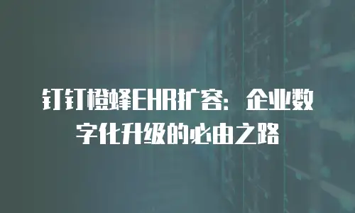 钉钉橙蜂EHR扩容：企业数字化升级的必由之路