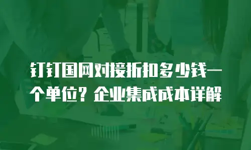 钉钉国网对接折扣多少钱一个单位？企业集成成本详解