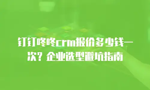 钉钉咚咚crm报价多少钱一次？企业选型避坑指南
