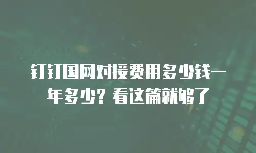 钉钉国网对接费用多少钱一年多少？看这篇就够了