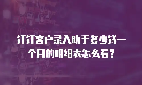 钉钉客户录入助手多少钱一个月的明细表怎么看？