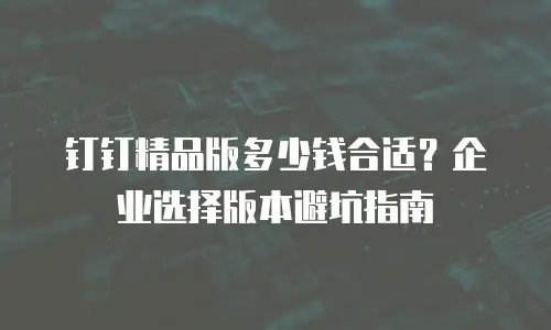 钉钉精品版多少钱合适？企业选择版本避坑指南