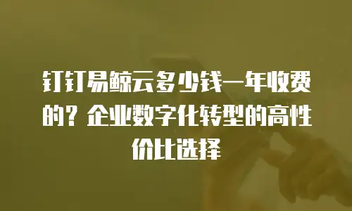 钉钉易鲸云多少钱一年收费的？企业数字化转型的高性价比选择
