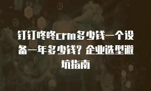 钉钉咚咚crm多少钱一个设备一年多少钱？企业选型避坑指南