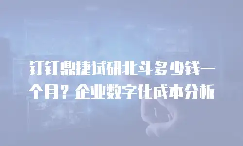 钉钉鼎捷试研北斗多少钱一个月？企业数字化成本分析