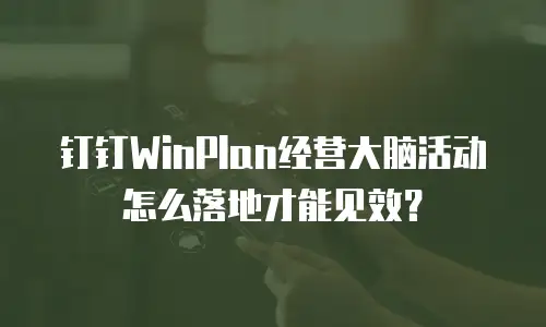 钉钉WinPlan经营大脑活动怎么落地才能见效？