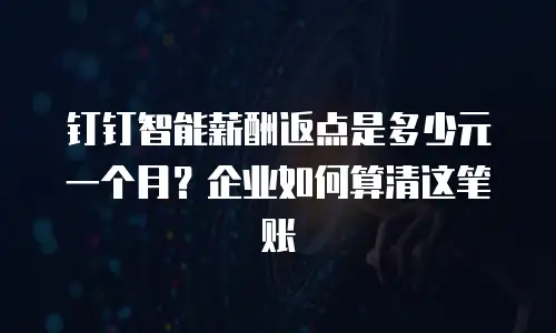 钉钉智能薪酬返点是多少元一个月？企业如何算清这笔账