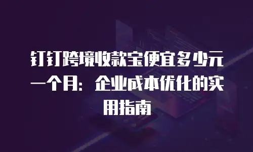 钉钉跨境收款宝便宜多少元一个月：企业成本优化的实用指南