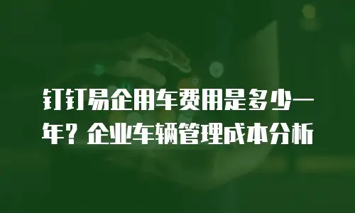 钉钉易企用车费用是多少一年？企业车辆管理成本分析