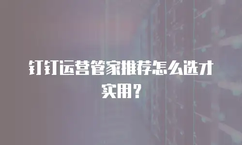 钉钉运营管家推荐怎么选才实用？