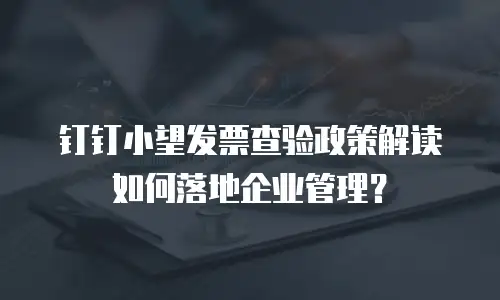 钉钉小望发票查验政策解读如何落地企业管理？