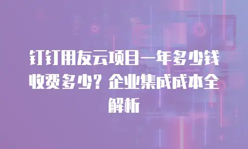 钉钉用友云项目一年多少钱收费多少？企业集成成本全解析