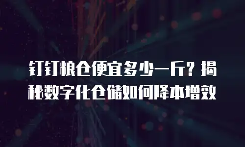 钉钉粮仓便宜多少一斤？揭秘数字化仓储如何降本增效