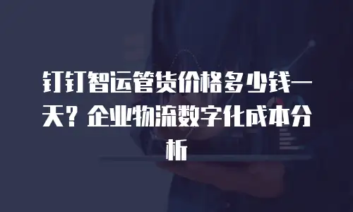 钉钉智运管货价格多少钱一天？企业物流数字化成本分析