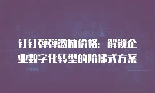 钉钉弹弹激励价格：解锁企业数字化转型的阶梯式方案
