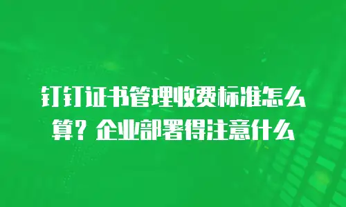 钉钉证书管理收费标准怎么算？企业部署得注意什么