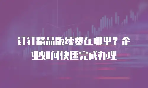 钉钉精品版续费在哪里？企业如何快速完成办理