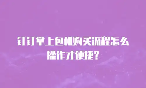 钉钉掌上包机购买流程怎么操作才便捷？
