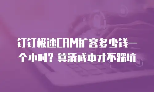 钉钉极速CRM扩容多少钱一个小时？算清成本才不踩坑