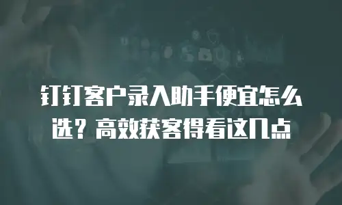钉钉客户录入助手便宜怎么选？高效获客得看这几点