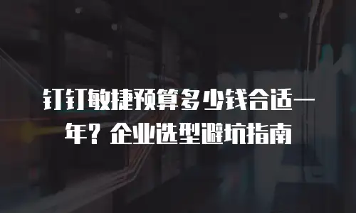 钉钉敏捷预算多少钱合适一年？企业选型避坑指南