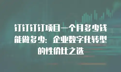 钉钉钉钉项目一个月多少钱能做多少：企业数字化转型的性价比之选