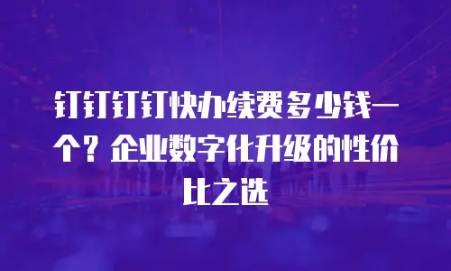 钉钉钉钉快办续费多少钱一个？企业数字化升级的性价比之选