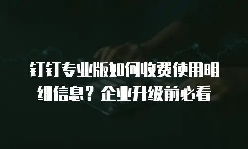 钉钉专业版如何收费使用明细信息？企业升级前必看