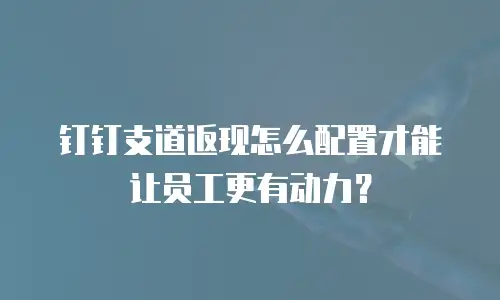 钉钉支道返现怎么配置才能让员工更有动力？