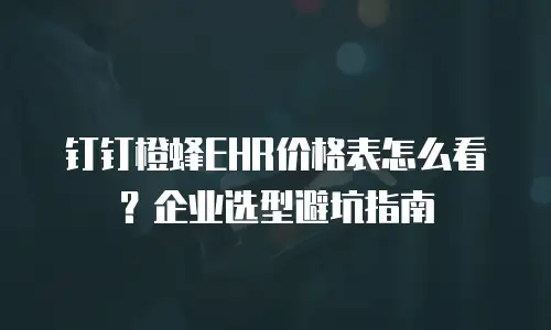 钉钉橙蜂EHR价格表怎么看？企业选型避坑指南
