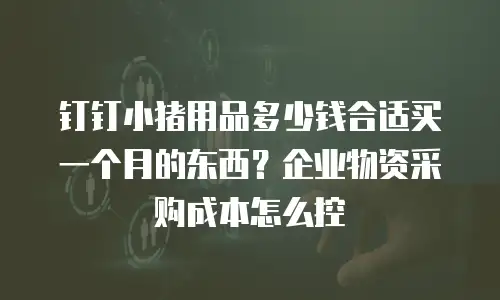 钉钉小猪用品多少钱合适买一个月的东西？企业物资采购成本怎么控