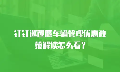 钉钉巡逻鹰车辆管理优惠政策解读怎么看？