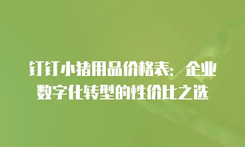 钉钉小猪用品价格表：企业数字化转型的性价比之选