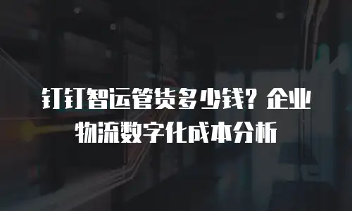 钉钉智运管货多少钱？企业物流数字化成本分析