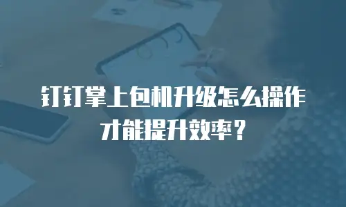 钉钉掌上包机升级怎么操作才能提升效率？