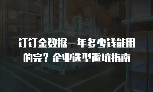 钉钉金数据一年多少钱能用的完？企业选型避坑指南
