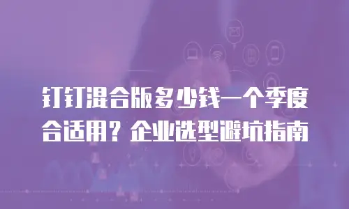 钉钉混合版多少钱一个季度合适用？企业选型避坑指南