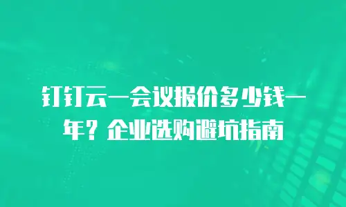 钉钉云一会议报价多少钱一年？企业选购避坑指南