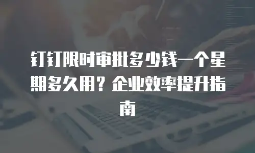 钉钉限时审批多少钱一个星期多久用？企业效率提升指南