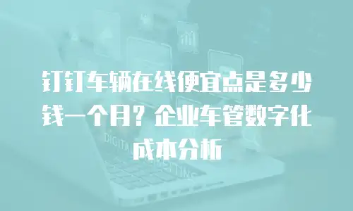 钉钉车辆在线便宜点是多少钱一个月？企业车管数字化成本分析
