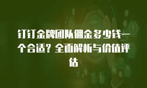 钉钉金牌团队佣金多少钱一个合适？全面解析与价值评估