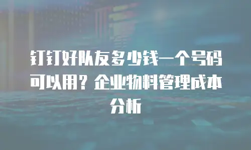 钉钉好队友多少钱一个号码可以用？企业物料管理成本分析