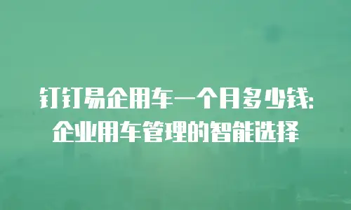 钉钉易企用车一个月多少钱：企业用车管理的智能选择
