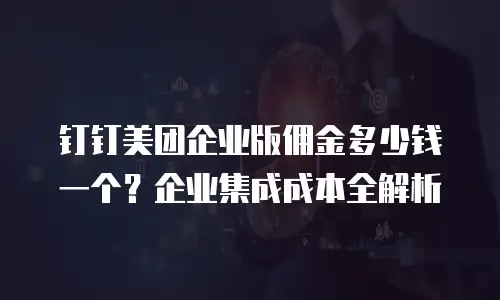钉钉美团企业版佣金多少钱一个？企业集成成本全解析