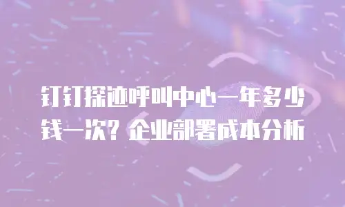 钉钉探迹呼叫中心一年多少钱一次？企业部署成本分析